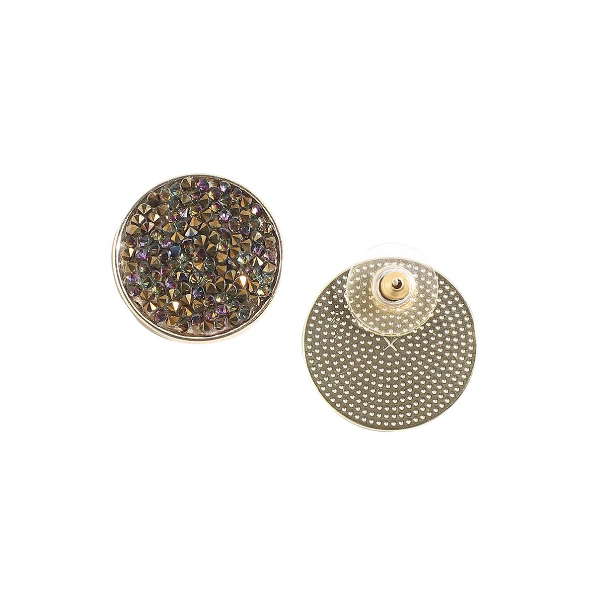 Sohi Embellished Cluster Circular Stud Earrings In Gold