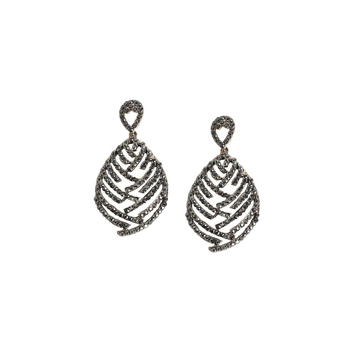 Sohi Embellished Overlay Teardrop Earrings In Silver