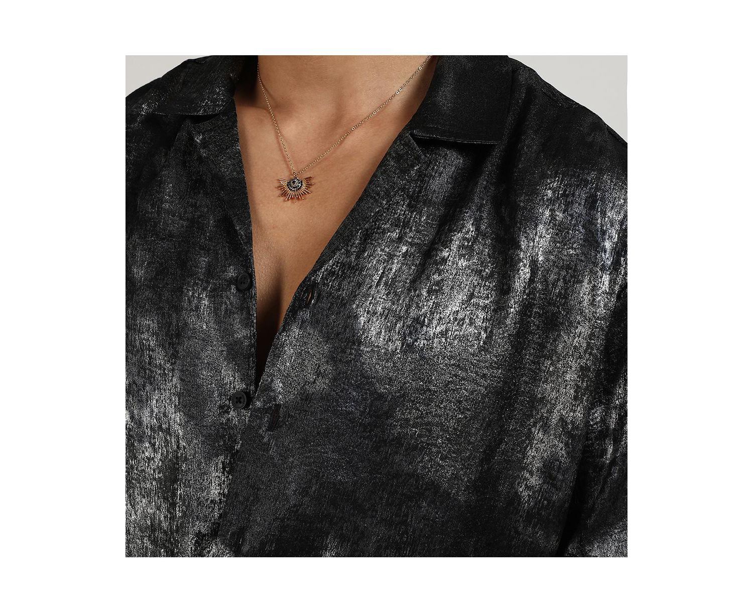 Men's Midnight Black & Chalice Silver Metallic Ombre Shirt