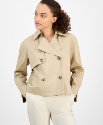 Petite Short Double-Breasted Trench Coat