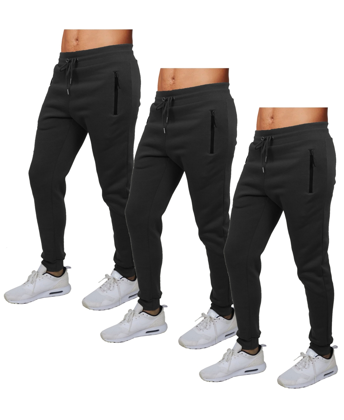 Men's Pro Star Slim Fit Fleece Lined Joggers-3 Pack - Black