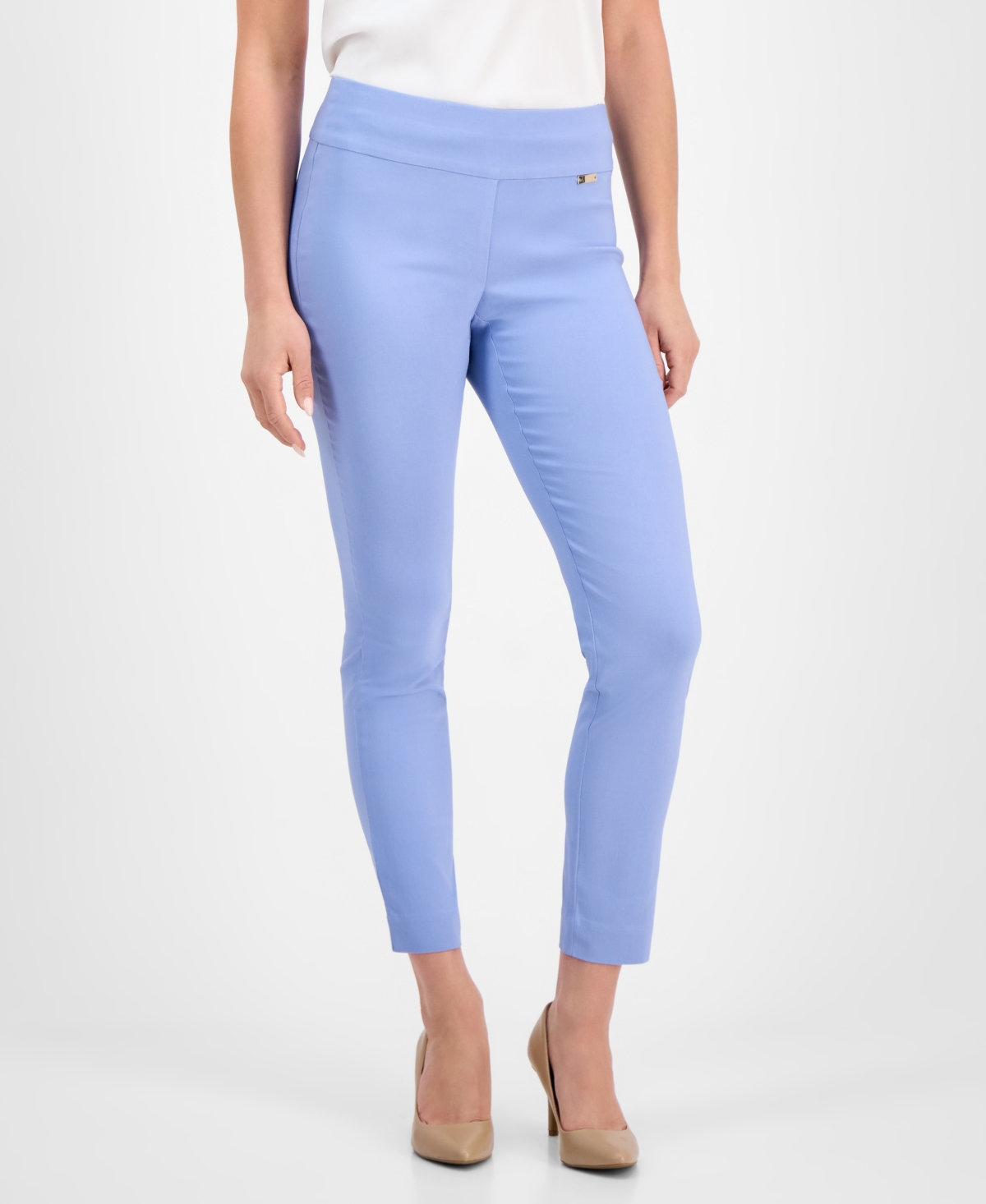 Inc International Concepts Mid-rise Petite Tummy-control Skinny Pants, Petite & Petite Short, Created For Macy's In Purple