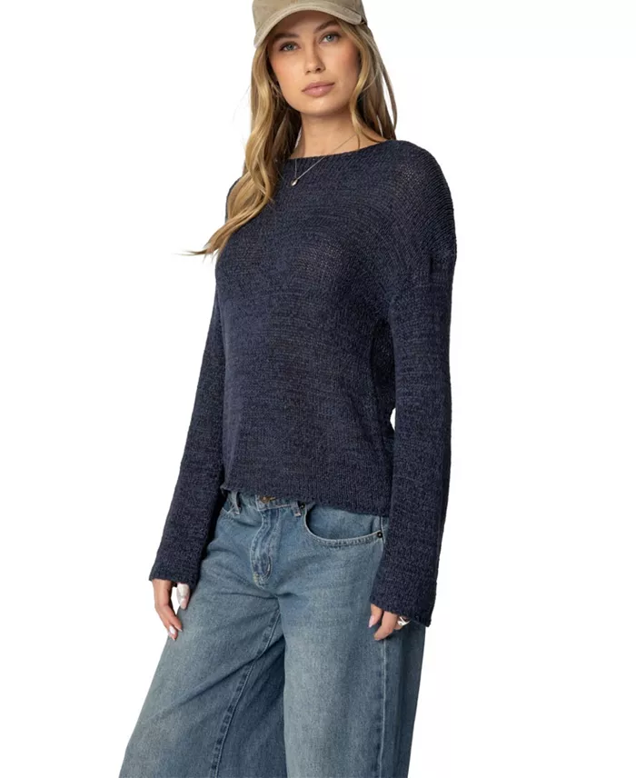 Women's Drop Shoulder Light Knit Sweater - thumbnail 7