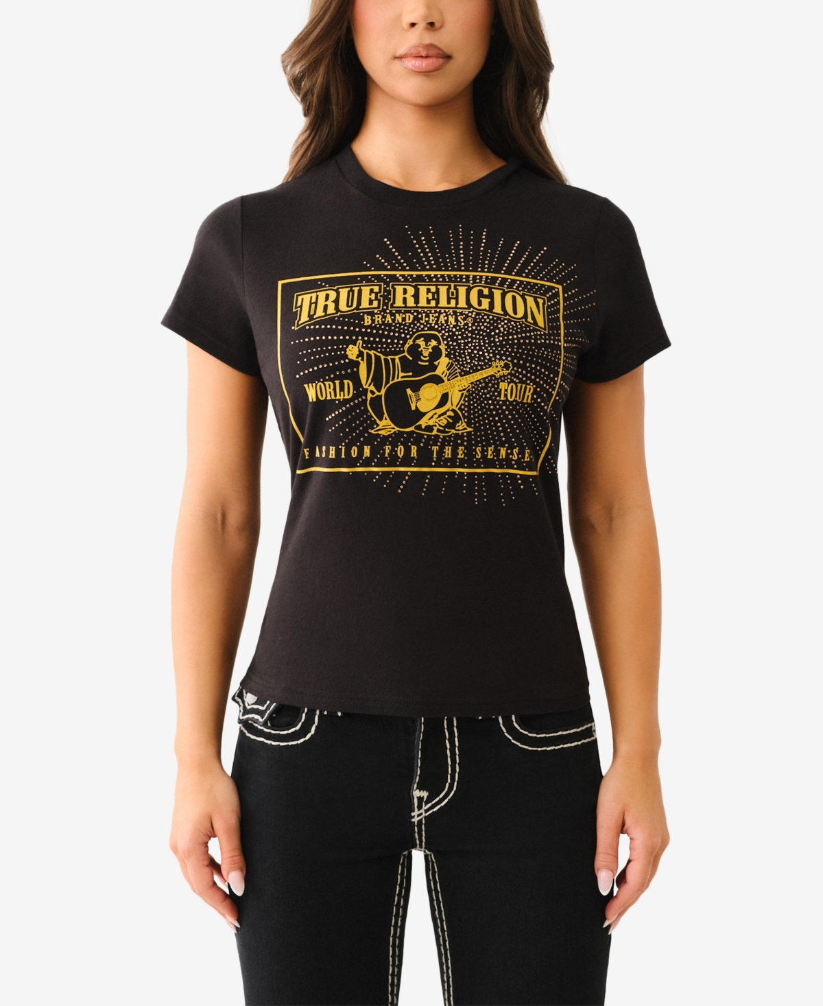 TRUE RELIGION WOMEN'S CRYSTAL CREW NECK T-SHIRT 