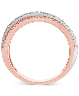 Diamond Triple Row Crossover Ring (3/8 ct. t.w.) in 14k Two-Tone Gold