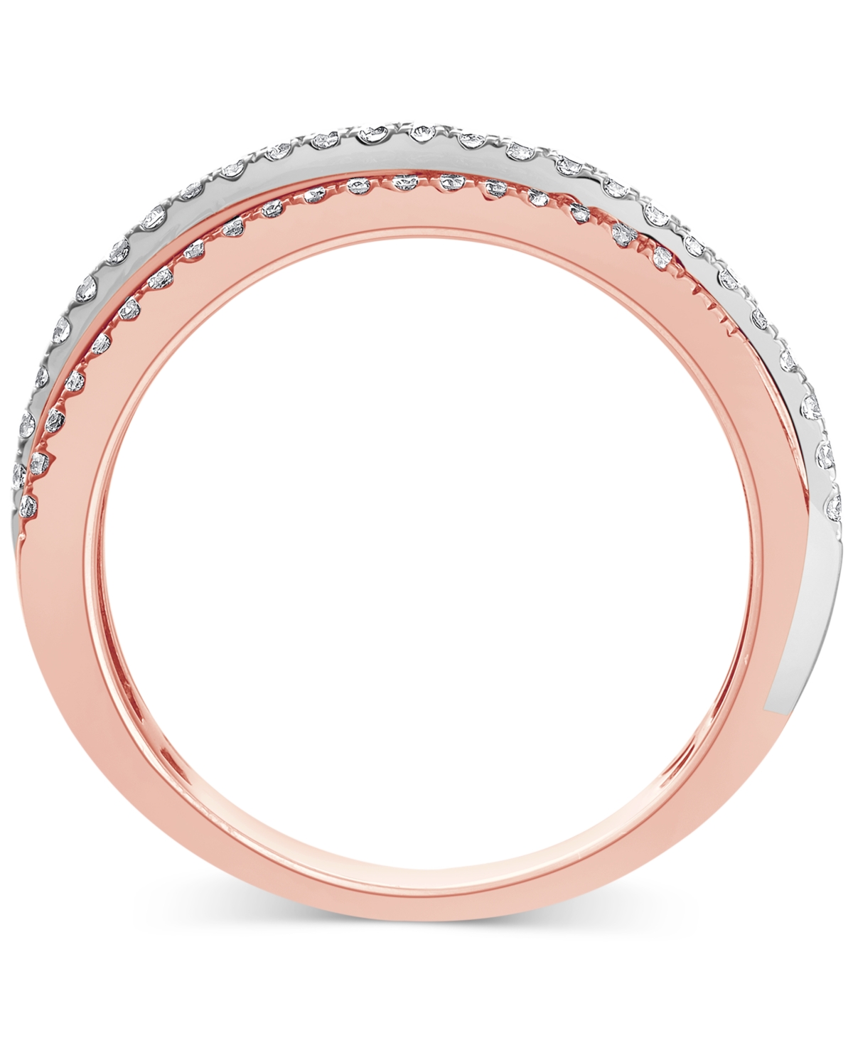 Macy's Diamond Triple Row Crossover Ring (3/8 Ct. T.w.) In 14k Two-tone Gold In Two-tone Gold