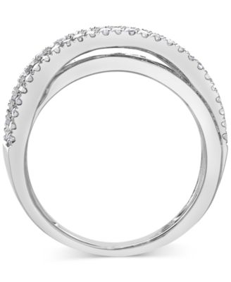 Diamond Channel-Set Crossover Ring (1 ct. t.w.) in 14k White Gold 