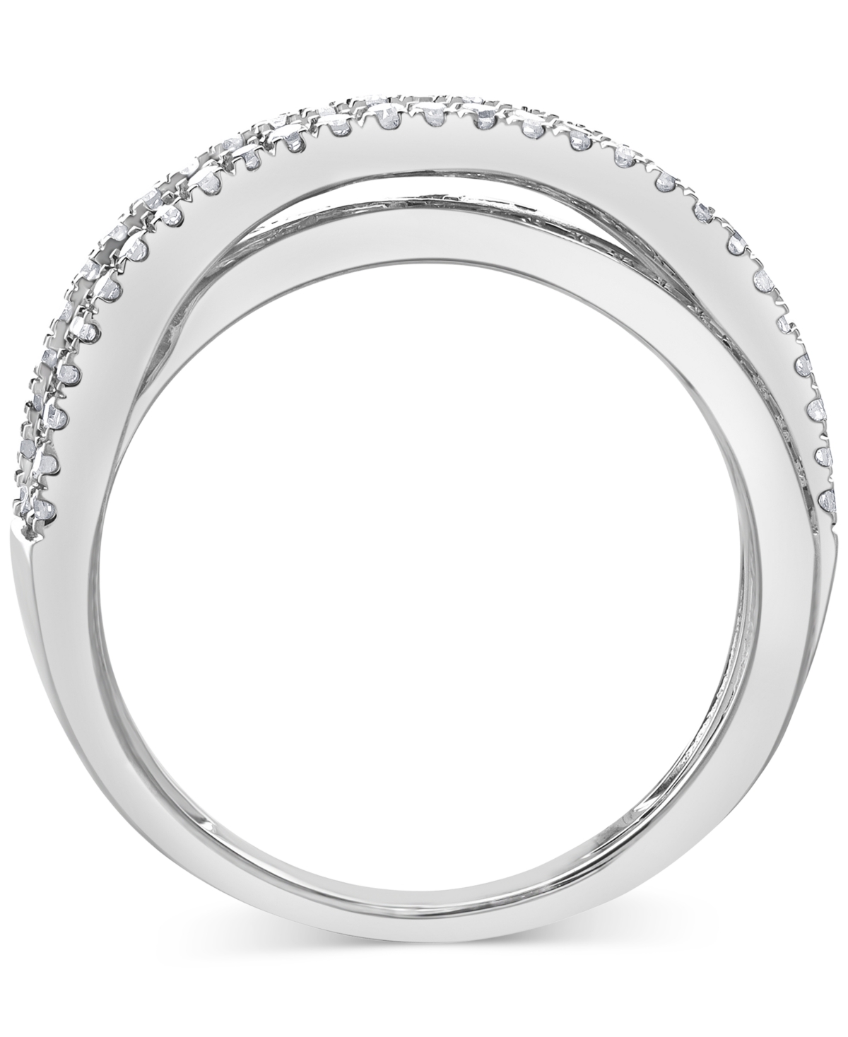 Macy's Diamond Channel-set Crossover Ring (1 Ct. T.w.) In 14k White Gold In White Gold