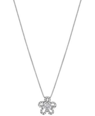 Diamond Flower 18" Pendant Necklace (1/4 ct. t.w.) in 10k White Gold