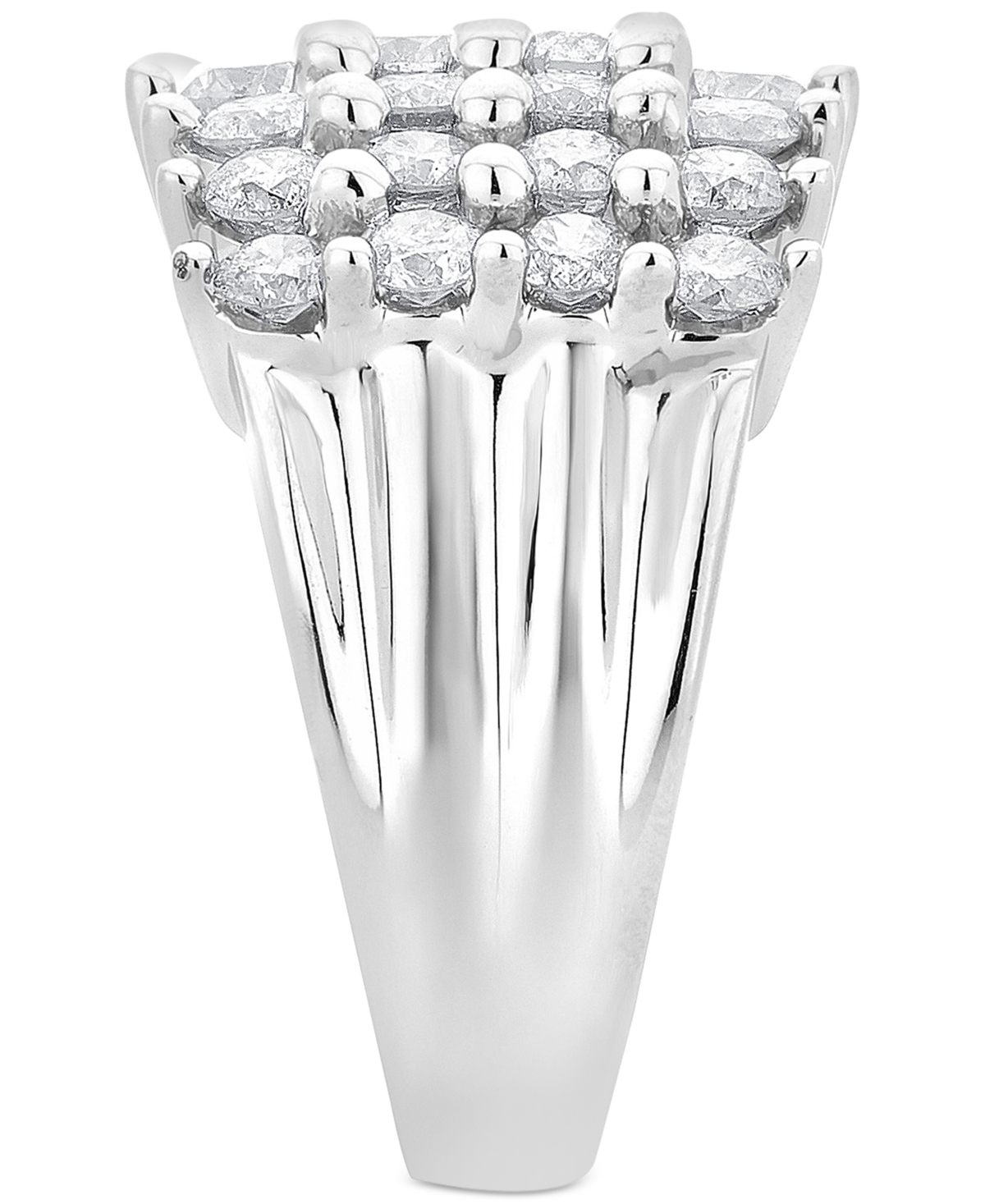 Macy's Diamond Four Row Statement Ring (3 Ct. T.w.) In 14k White Gold In White Gold