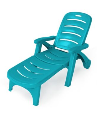 5 Position Adjustable Folding Lounger Chaise Chair on Wheels