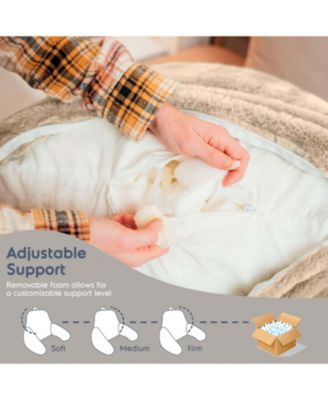 Faux Fur Supportive Backrest Reading Pillow for Adults & Kids - Blue