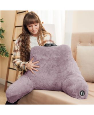 Faux Fur Supportive Backrest Reading Pillow for Adults & Kids - Blue