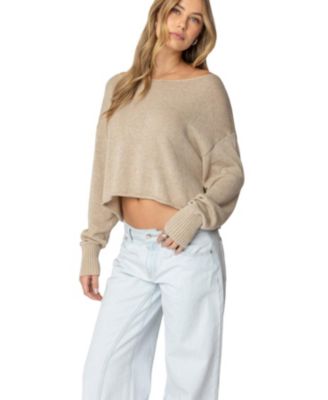 Womens Aviv Wide Neck Oversized Sweater