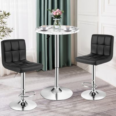 Set of 4 PU Leather Bar Stool Swivel Bar Chair w/ Adjustable Height