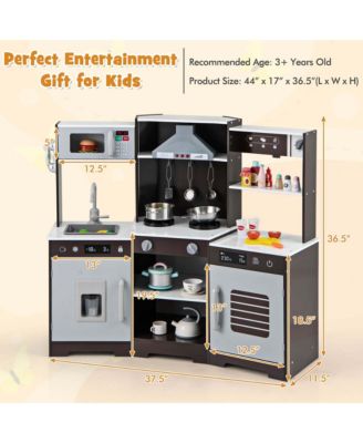 Pretend Play Kitchen for Kids Toddler Aged 3+ Wooden Toy Set with Range Hood