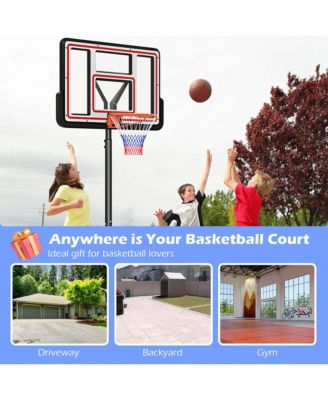 7.4-10 FT Basketball Hoop Outdoor System with 44 Inch Shatterproof PC Backboard