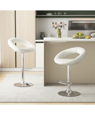 Set of 4 Adjustable Bar Stools Swivel Pub Chairs Barstools PU Leather