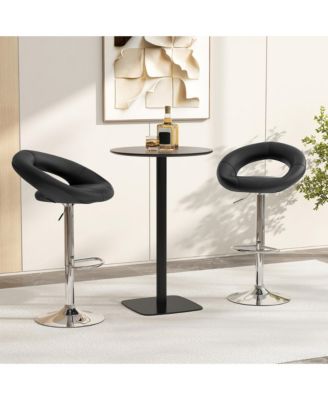 Set of 4 Adjustable Bar Stools Swivel Pub Chairs Barstools PU Leather
