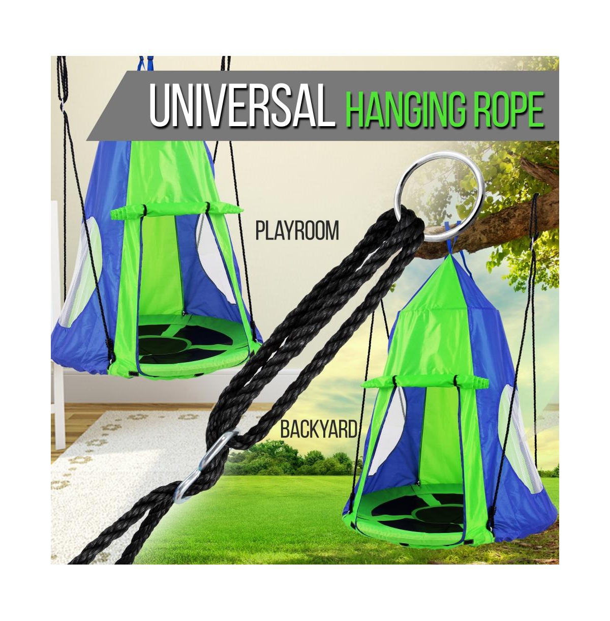 SereneLife Kids Tree Swing Tent with Detachable Play Tent & Rope Kit