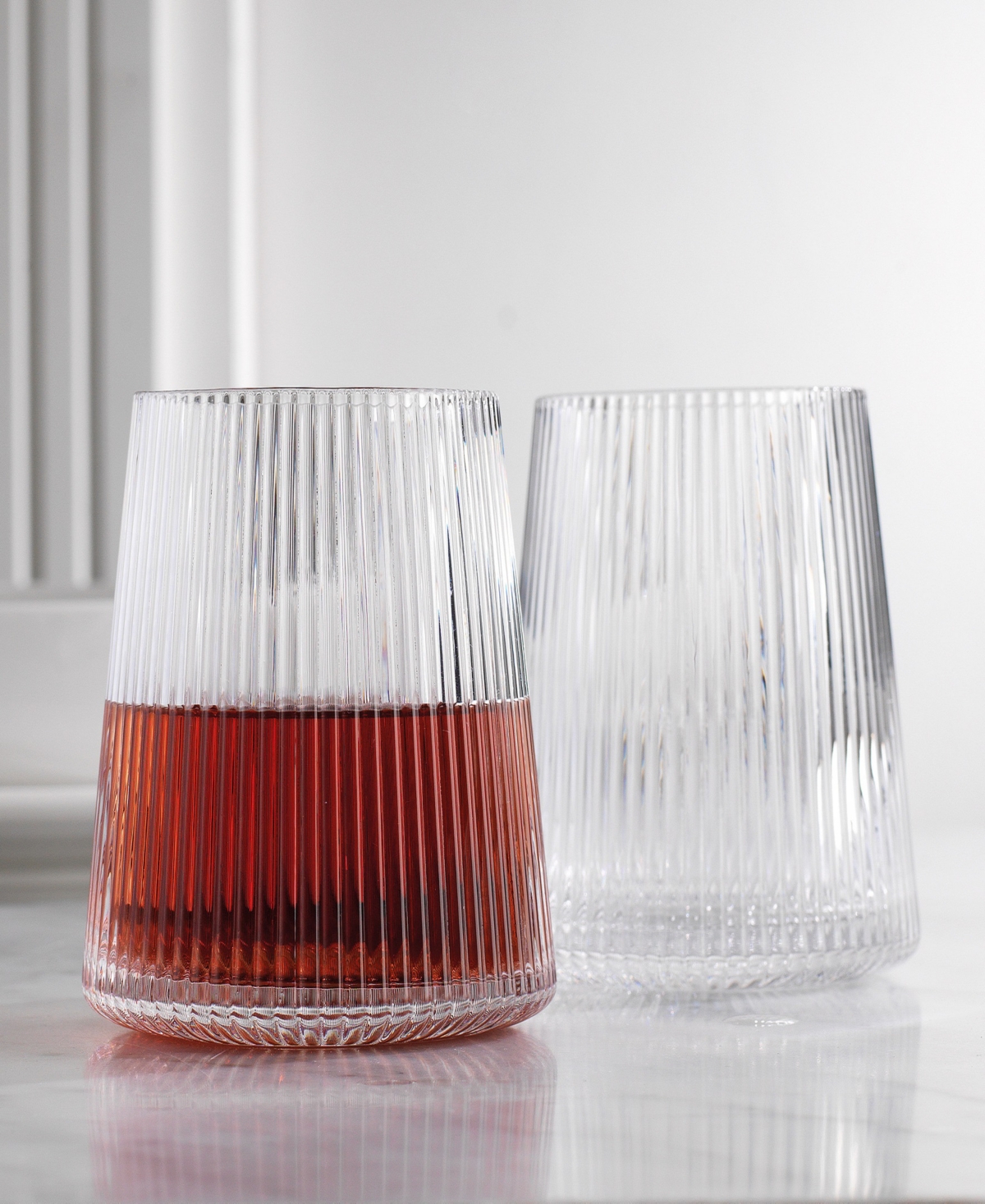 Godinger Sullivan Street Fluted Stemless Wine Glasses, Set Of 4
