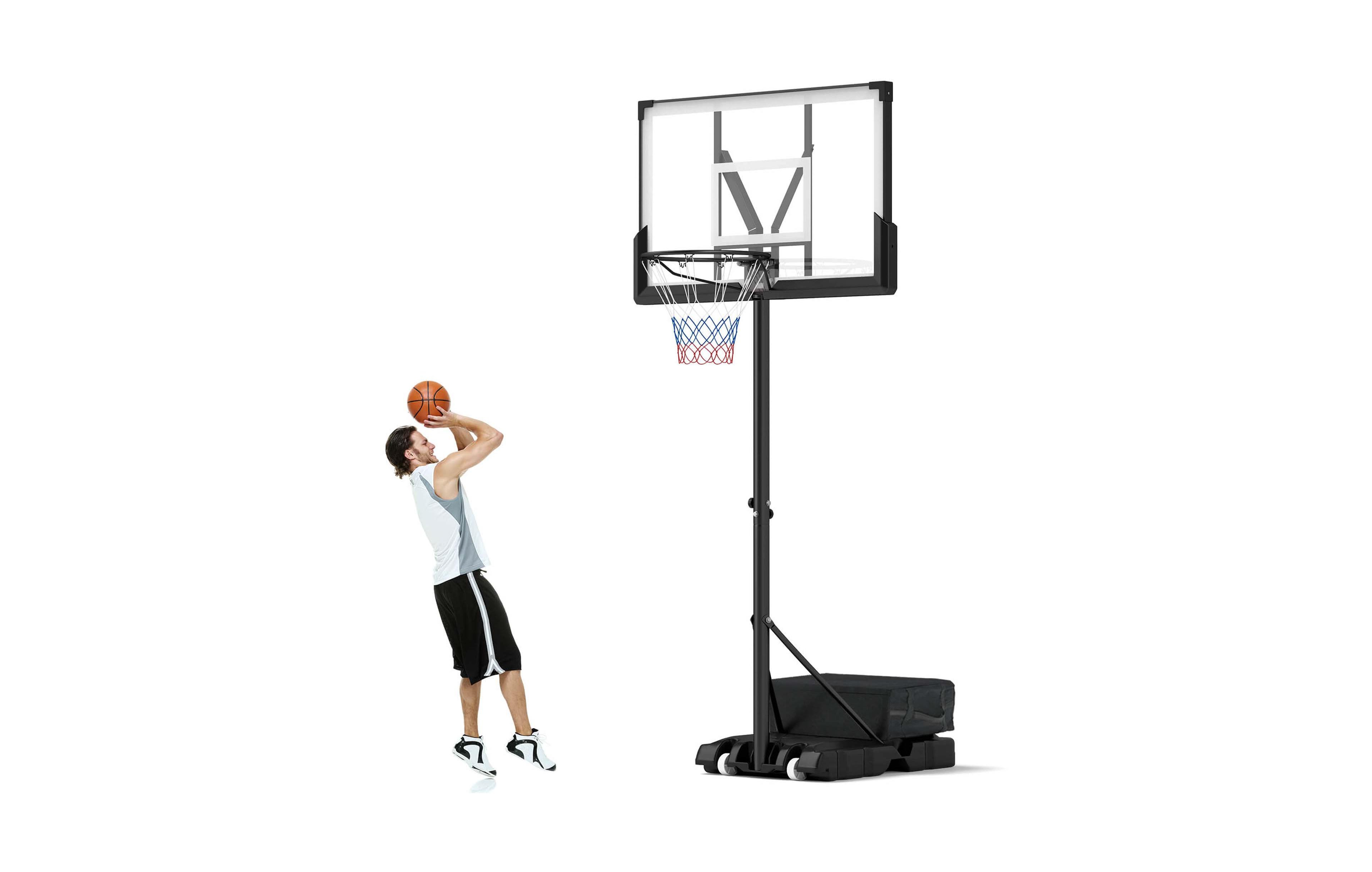 Costway Basketball Hoop Outdoor System with 45 Inch Shatterproof Pc Backboard Wheels