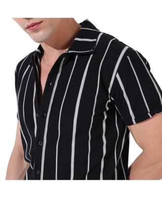 Men's Black & White Pencil Striped Shirt