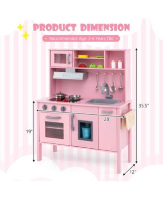 Kids Kitchen Playset Wooden Pretend Play Chef Toy with Microwave & Accessories