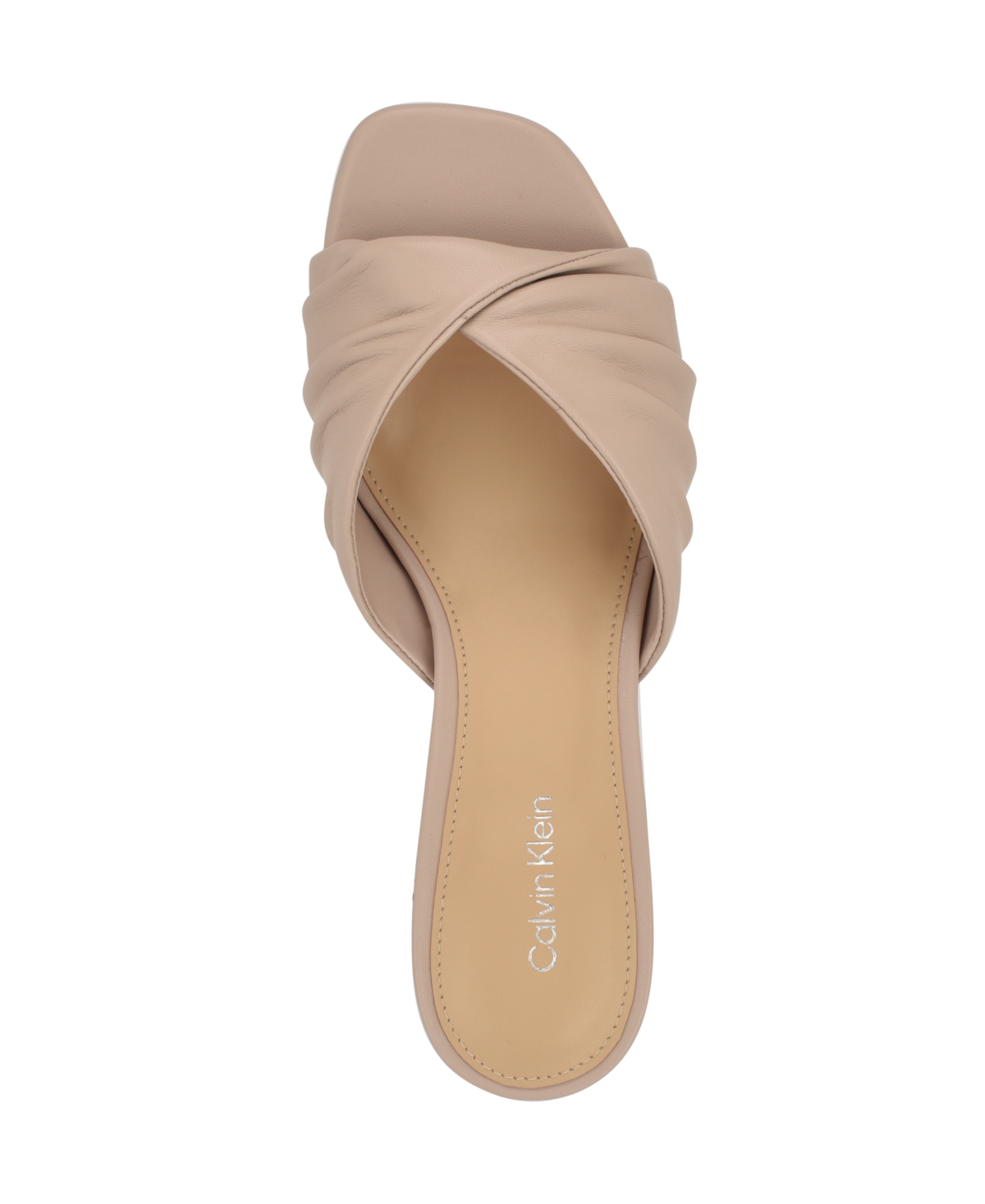 Calvin Klein Fire 2 Womens Faux Leather Open Toe Kitten Heels In Light Natural Leather