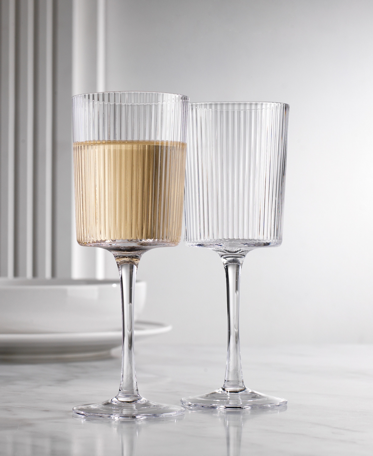 Godinger Sullivan Street Fluted White Wine Glasses, Set Of 4