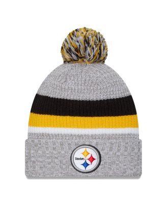 New Era - Men's Heather Gray Pittsburgh Steelers Cuffed Knit Hat with Pom