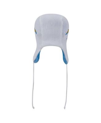 Men's White Los Angeles Chargers Helmet Head Trapper Knit Hat