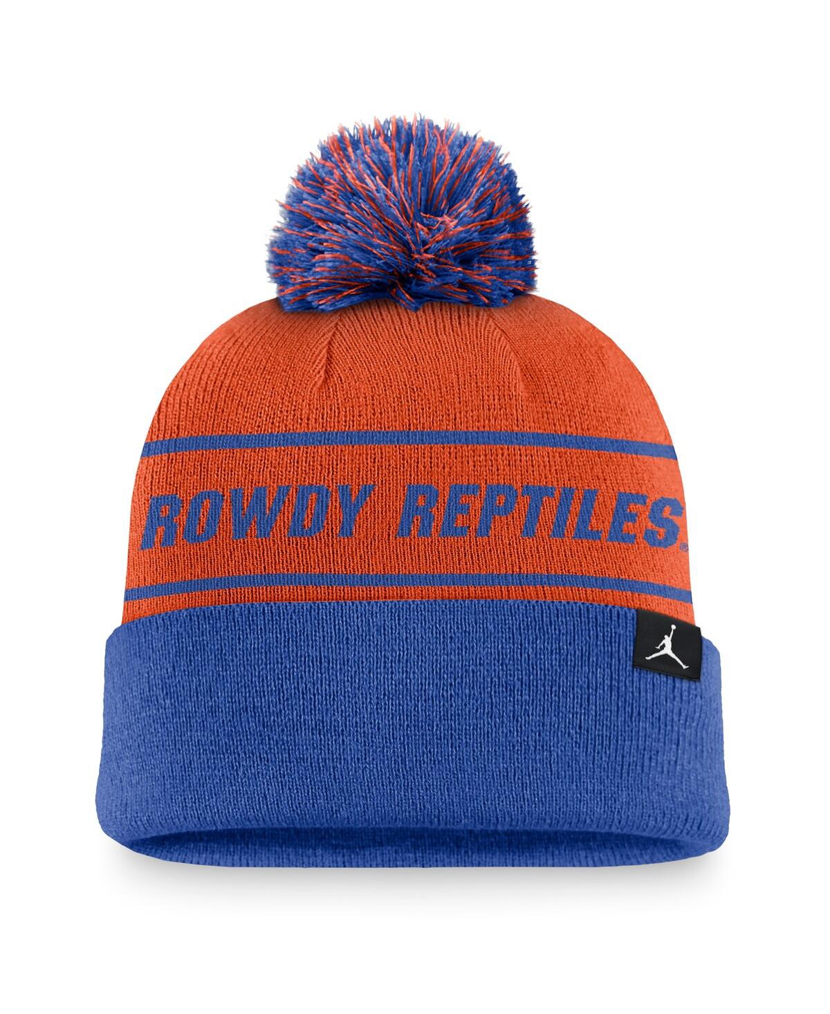 JORDAN MEN'S ORANGE/ROYAL FLORIDA GATORS LOCAL PEAK CUFFED KNIT HAT WITH POM 