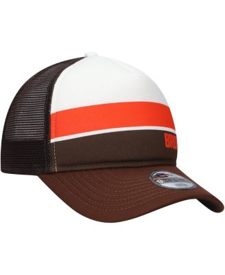 Big Boys and Girls Brown Cleveland Browns Sport Night Color Block 9FORTY A-Frame Trucker Adjustable Hat