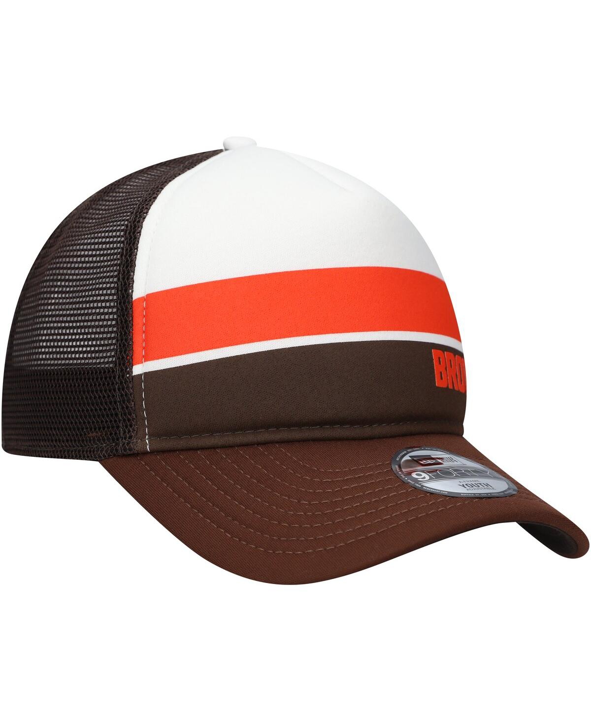 New Era Big Boys And Girls Brown Cleveland Browns Sport Night Color Block 9forty A-frame Trucker Adjustable  In Brown