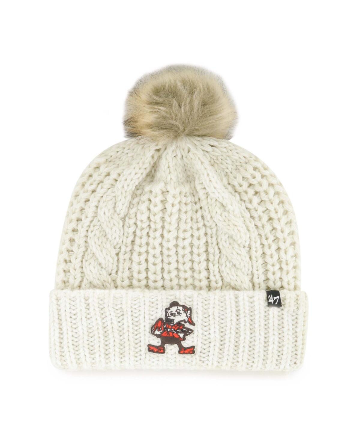 47 BRAND WOMEN'S CREAM CLEVELAND BROWNS MEEKO CUFFED KNIT HAT WITH POM 