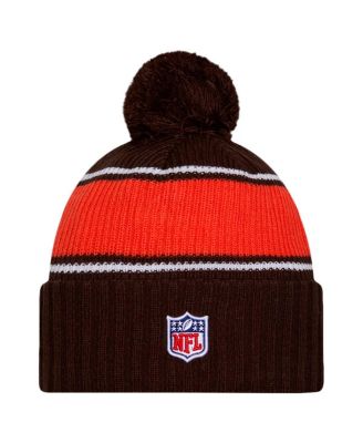Men's Brown Cleveland Browns 2024 Sideline Cuffed Knit Hat with Pom