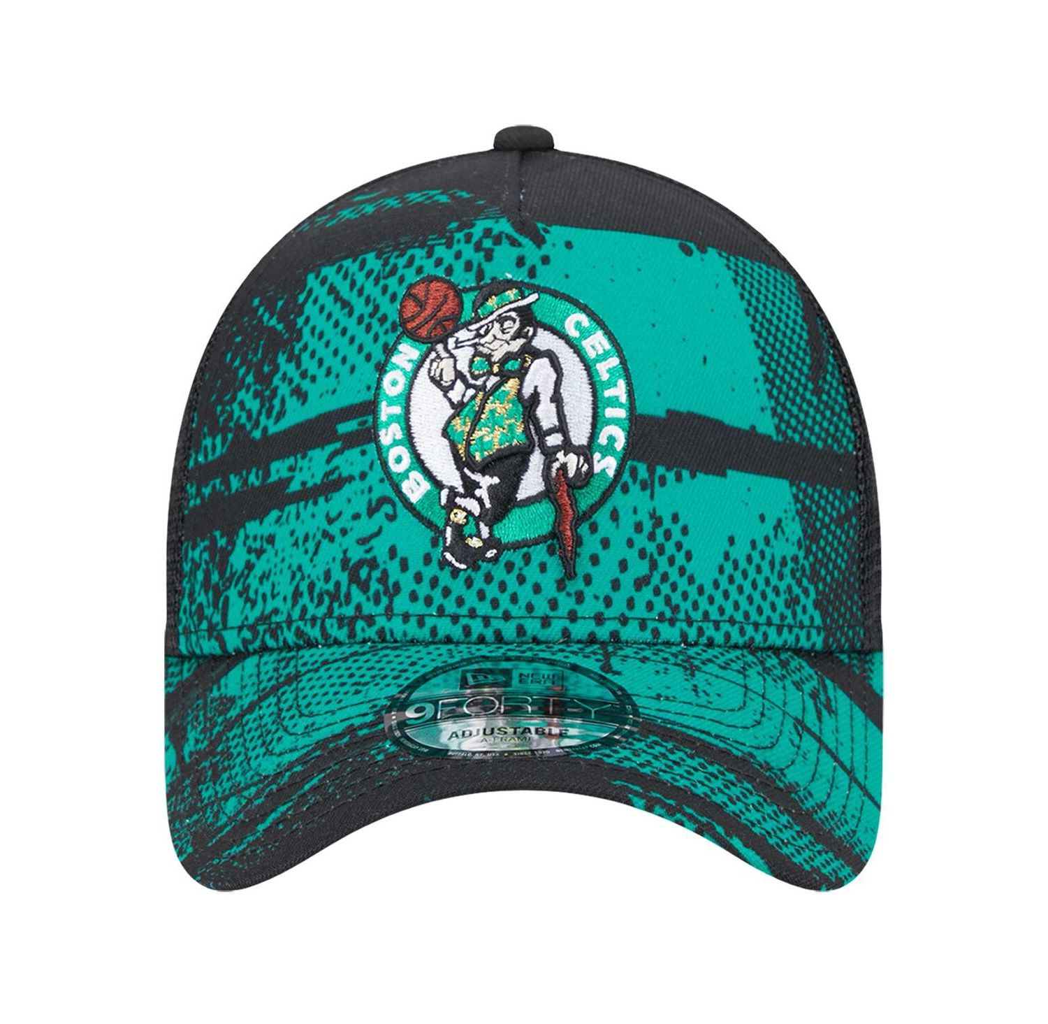 Men's Black/Kelly Green Boston Celtics Tip Off A-Frame Trucker 9FORTY Adjustable Hat