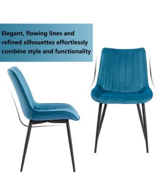   Set of 6 Tufted Velvet Upholstery, Metal Frame   Mid-Century Style, Upholstered Seat  Dining Side Chairs