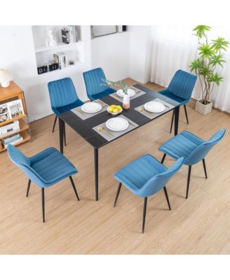   Set of 6 Tufted Velvet Upholstery, Metal Frame   Mid-Century Style, Upholstered Seat  Dining Side Chairs