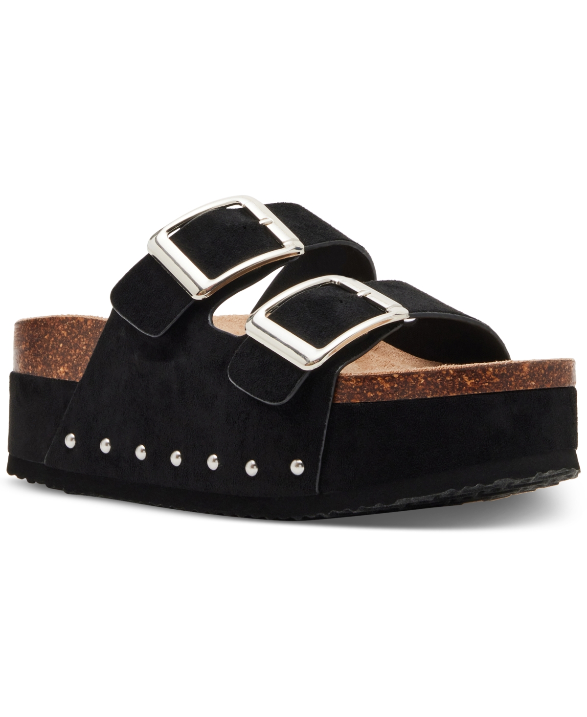 Madden Girl Babes Double-strap Flatform Footbed Sandals In Black