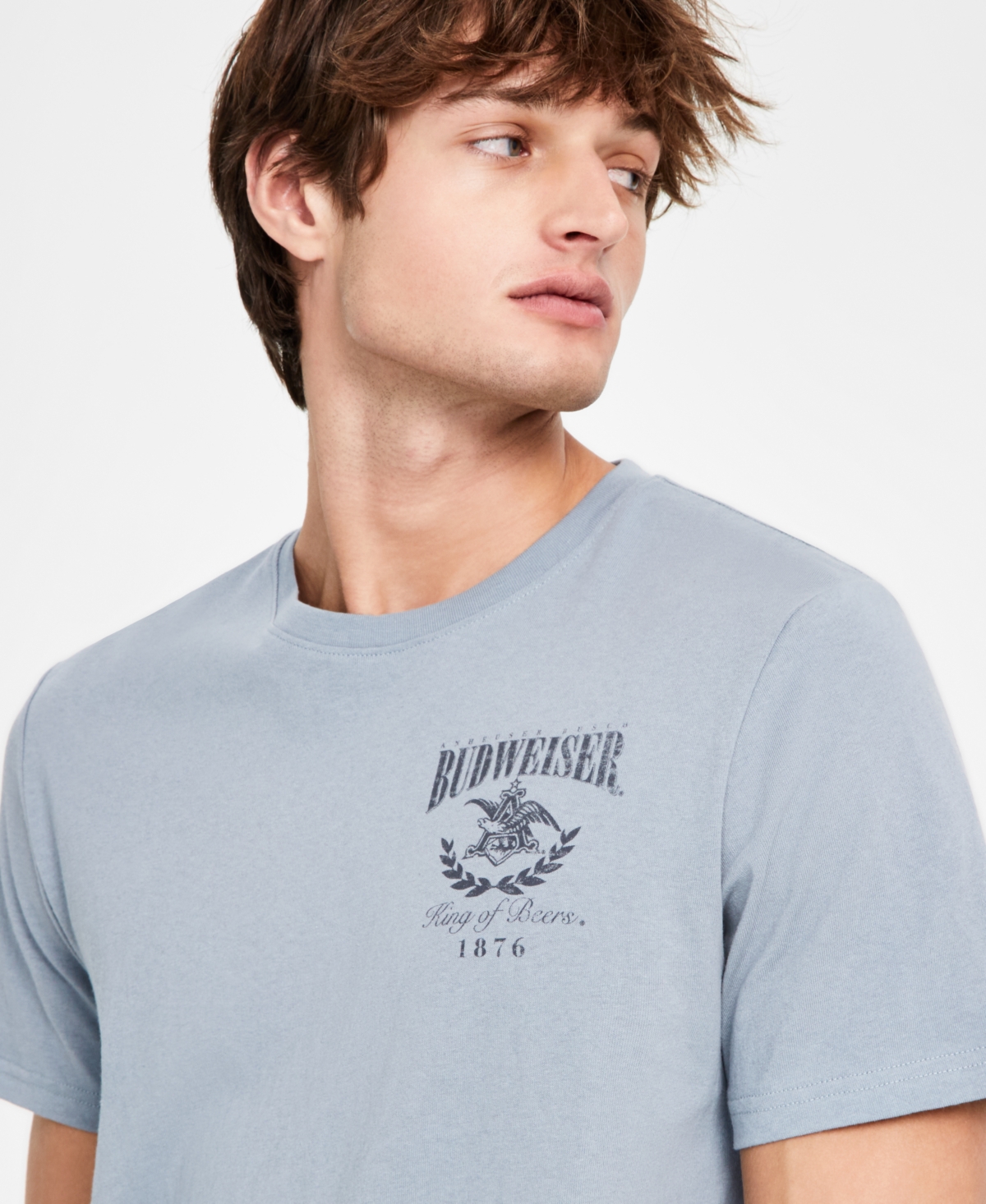 Shop Sun + Stone Men's Budweiser Regular-fit Graphic T-shirt, Exclusively At Macy's In Blue Hail