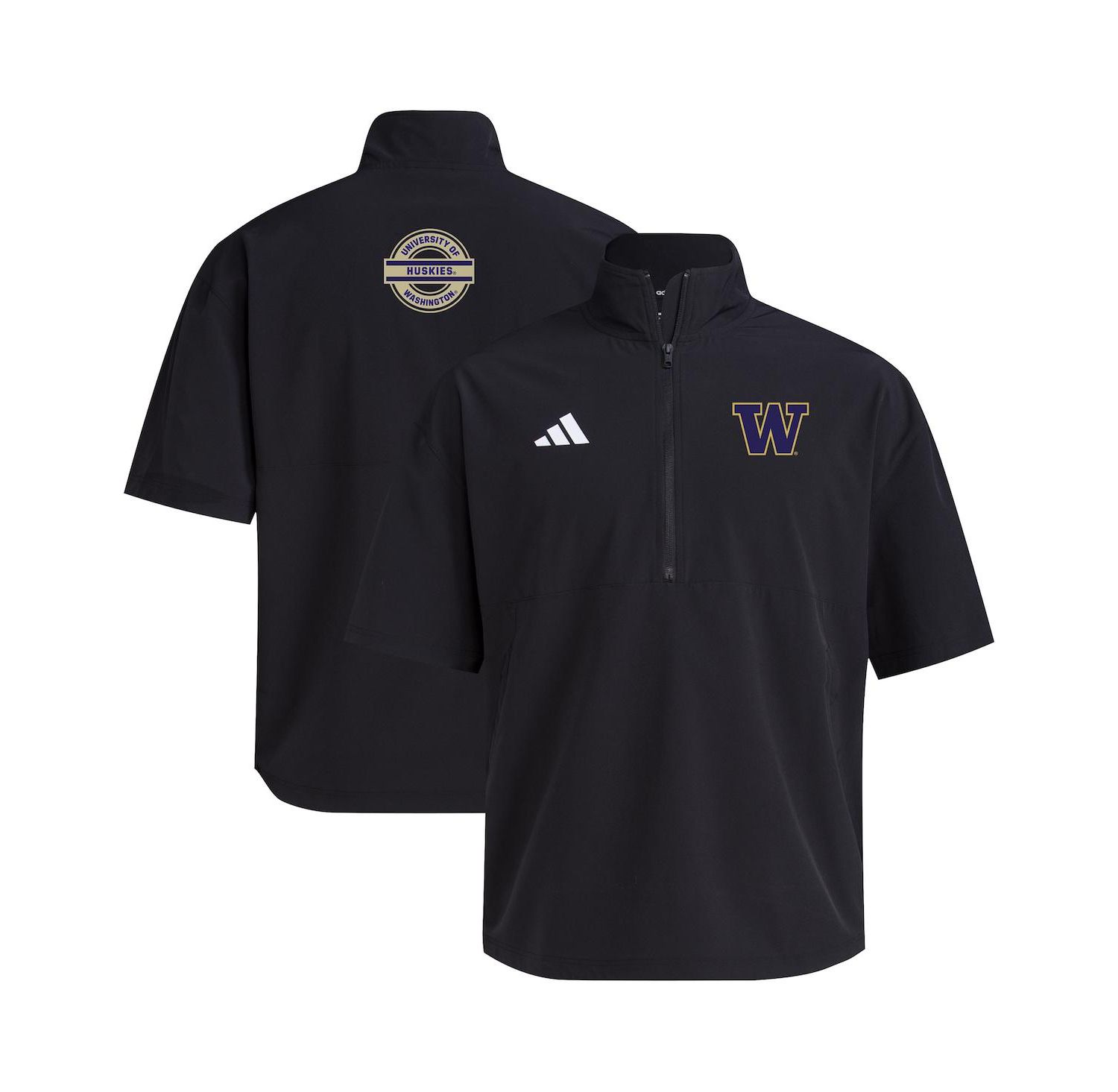 Men's Black Washington Huskies 2024 Half-Zip Short Sleeve Training Jacket