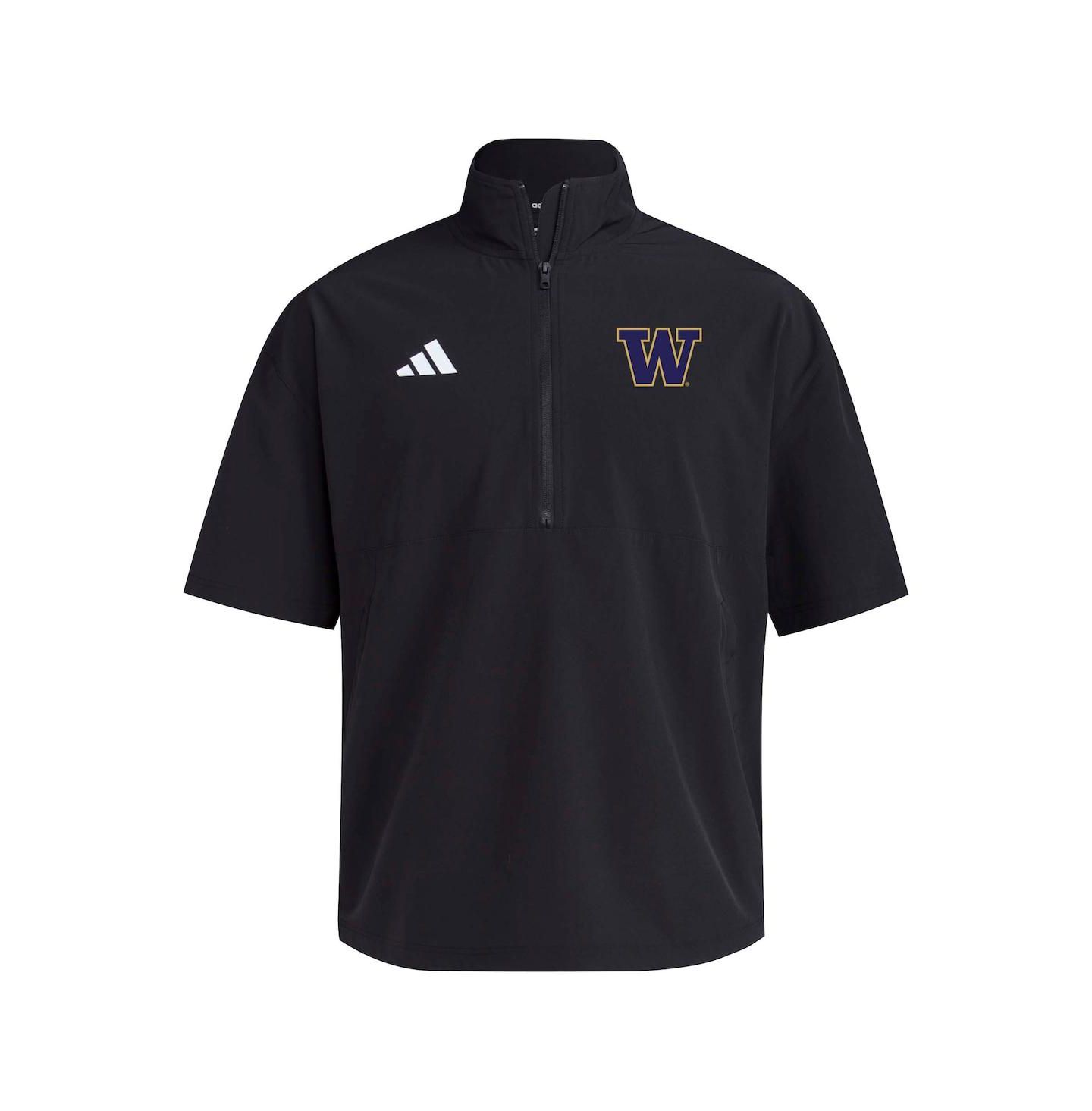 Мужская куртка adidas Black Washington Huskies 2024 Half-Zip Short Sleeve Training — фото 2