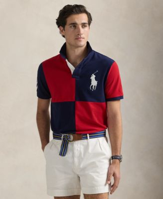 Polo Ralph Lauren Men's Custom Slim Fit Big Pony Mesh Polo Shirt - Macy's