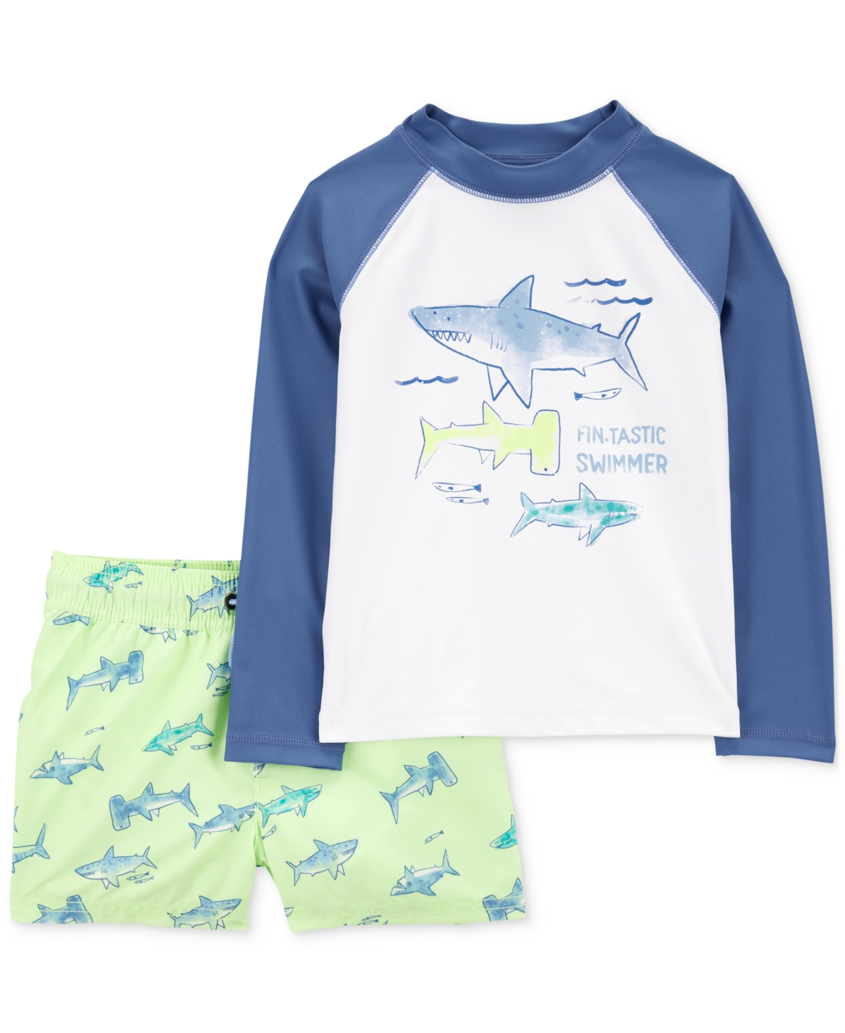 Carter's Toddler Boys Shark Rashguard & Swim Trunk Set In Assorted