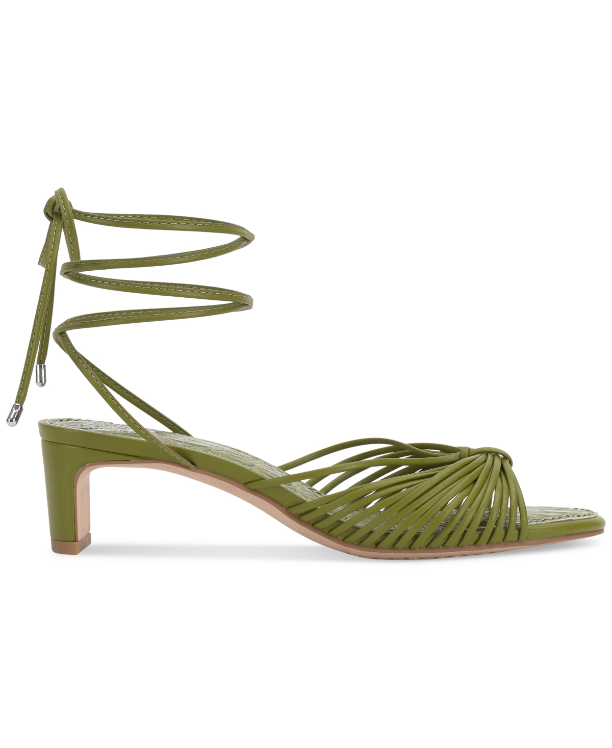 Vince Camuto Women's Lory Lace-up Blade-heel Sandals In Lizard Green