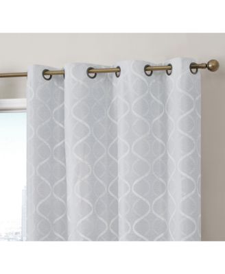 Versailles Lattice Flocked 100% Complete Blackout Thermal Insulated Window Curtain Grommet Panels, Energy Savings & Soundproof - Set of 2