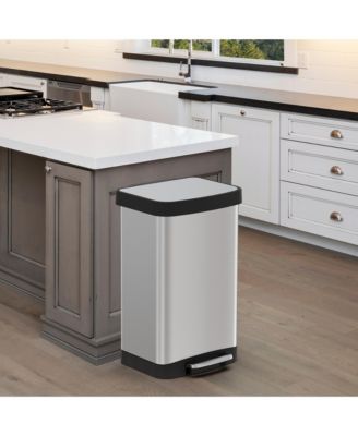 14.5 Gal./55 Liter Rectangle Step-On Stainless Steel Trash Can for Kitchen