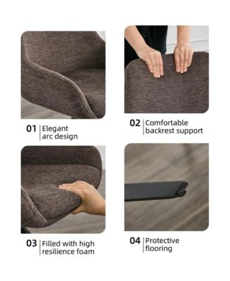 Swivel Dining Chairs Set of 2, Mid Century Modern Dining Room Chairs with Metal Frame, Linen Upholstered Back Side Chair